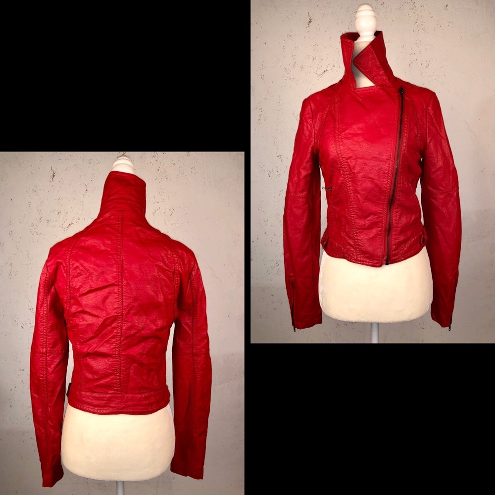 Bebe red leather jacket